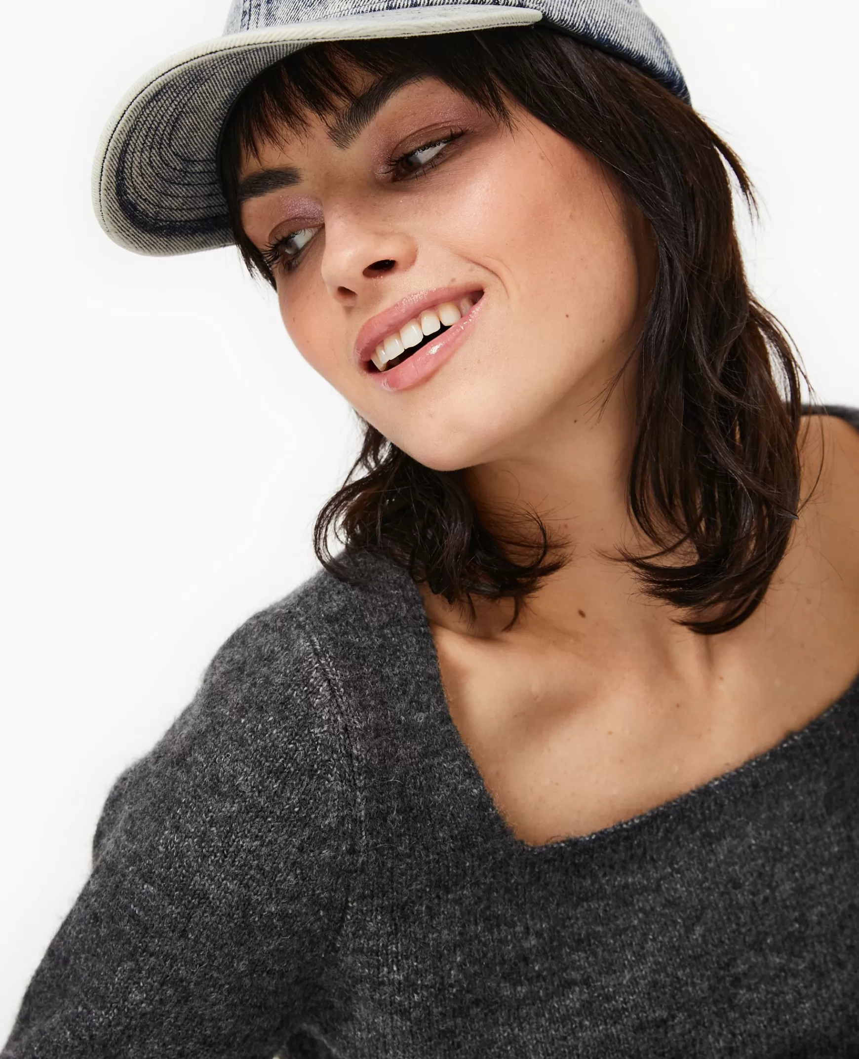Pimkie Pull en maille encolure carre - Gris fonc Grisfonc New