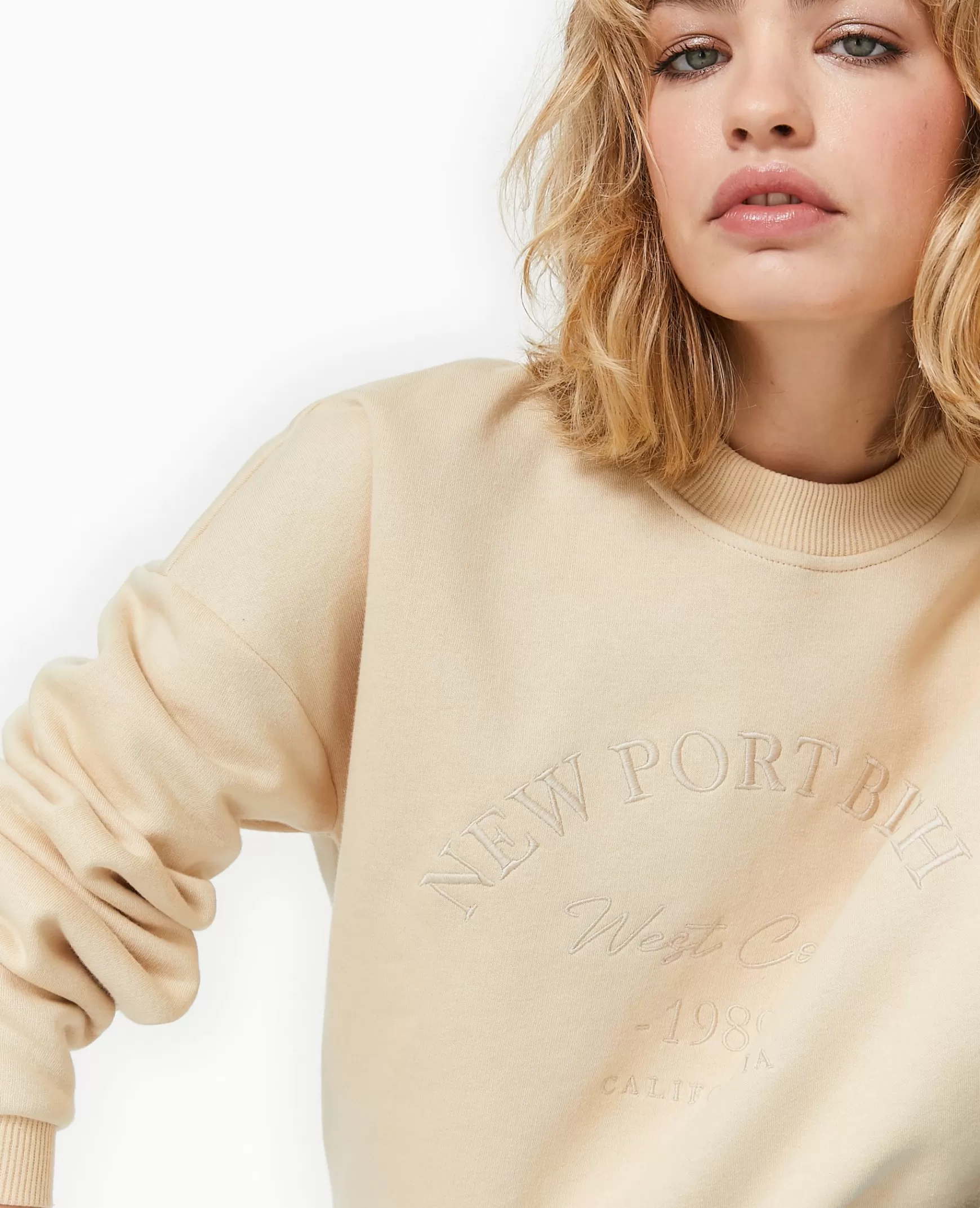 Pimkie Sweat avec broderie - Beige Outlet