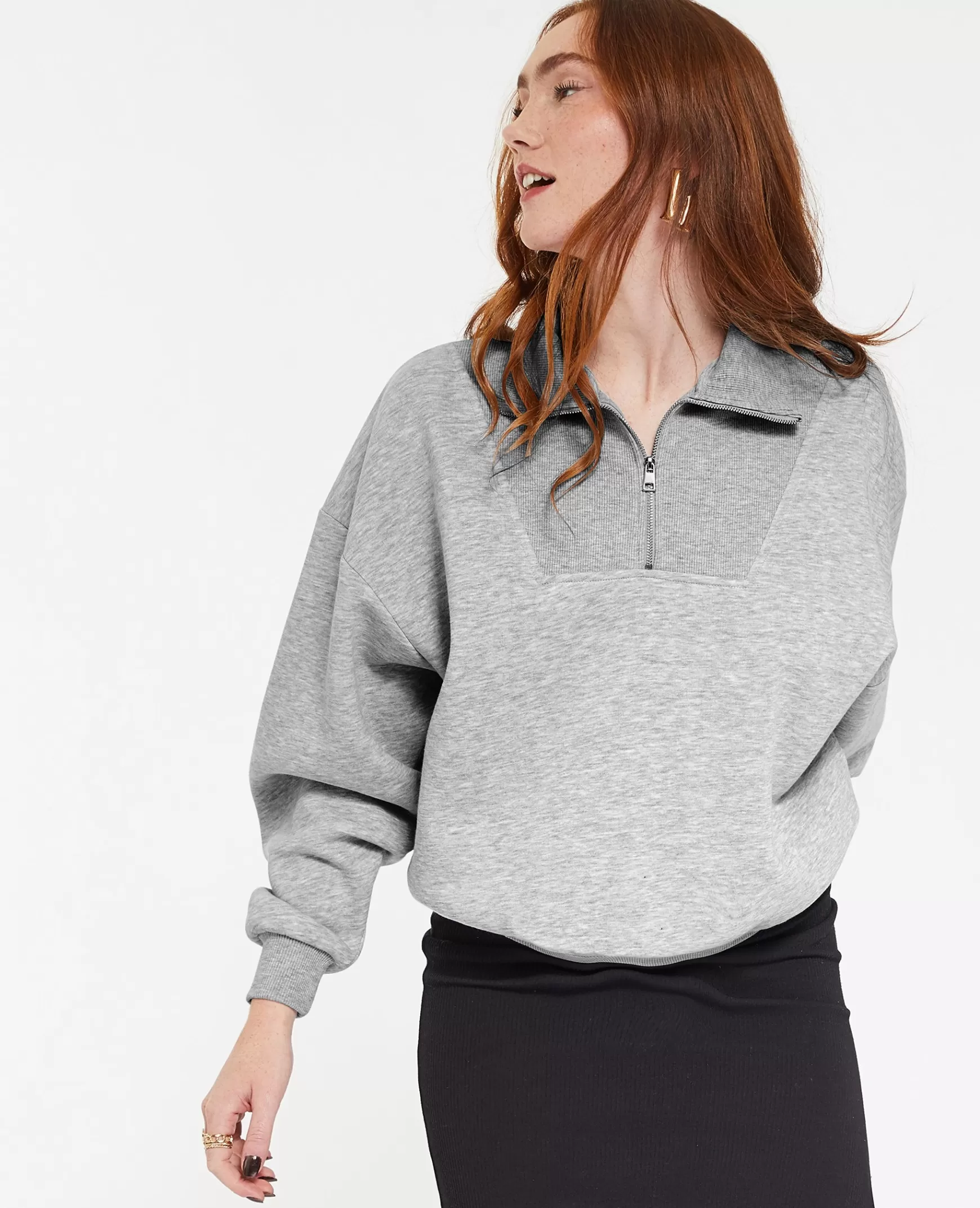 Pimkie Sweat avec col camionneur - Gris chin Grischin Flash Sale