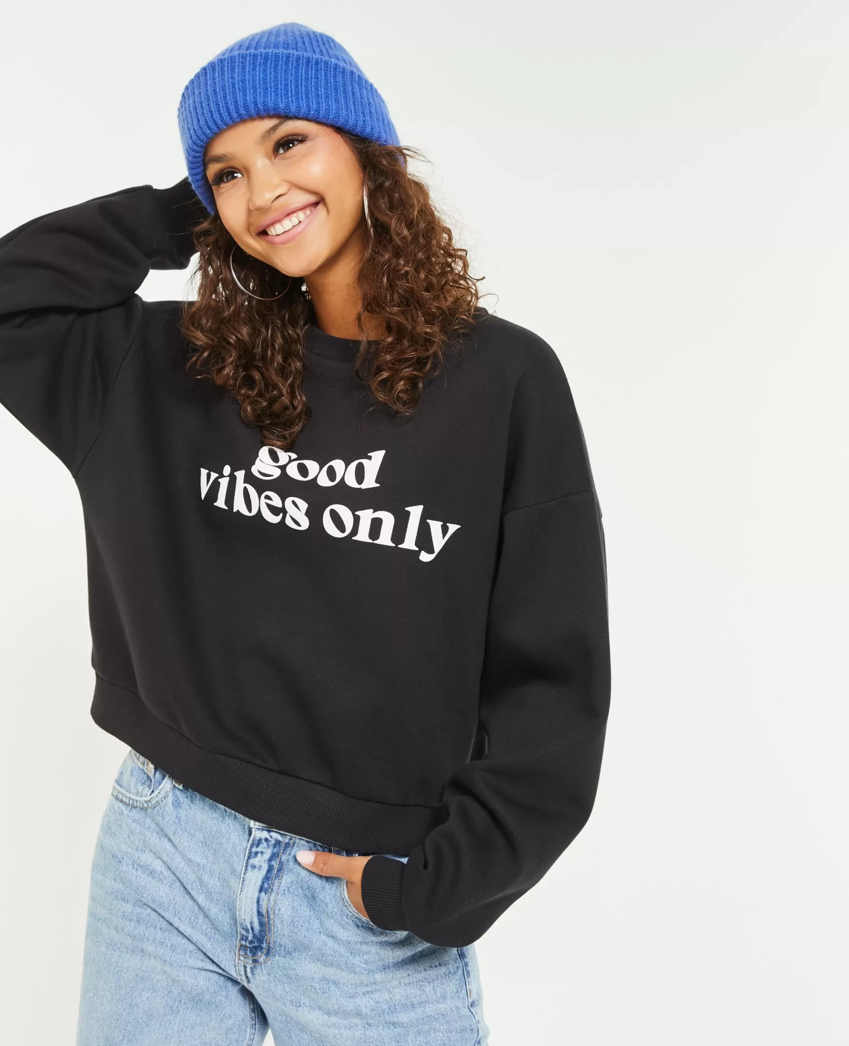 Pimkie Sweat avec flocage - Noir Cheap