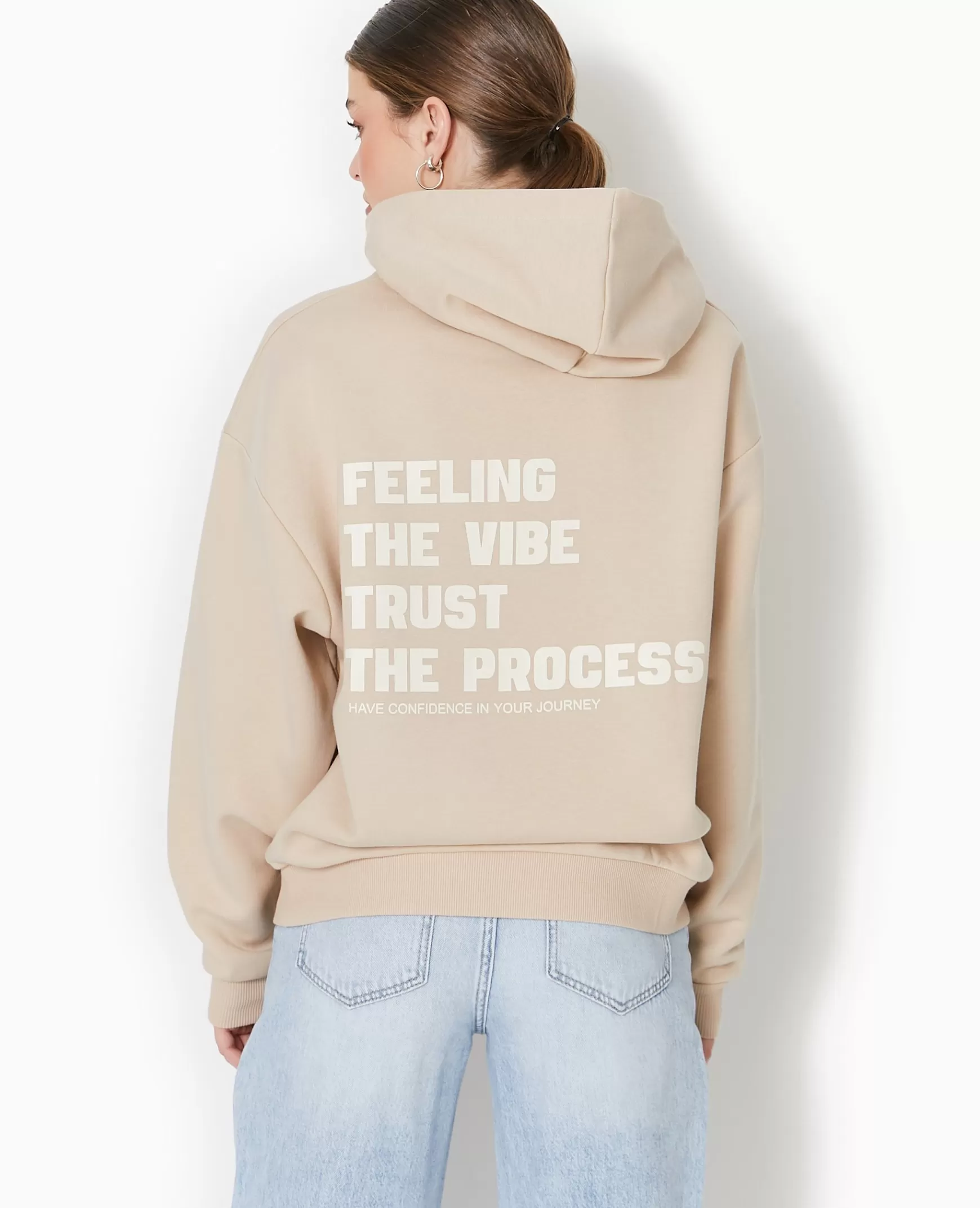 Pimkie Sweat capuche avec print devant et dos - Beige Shop