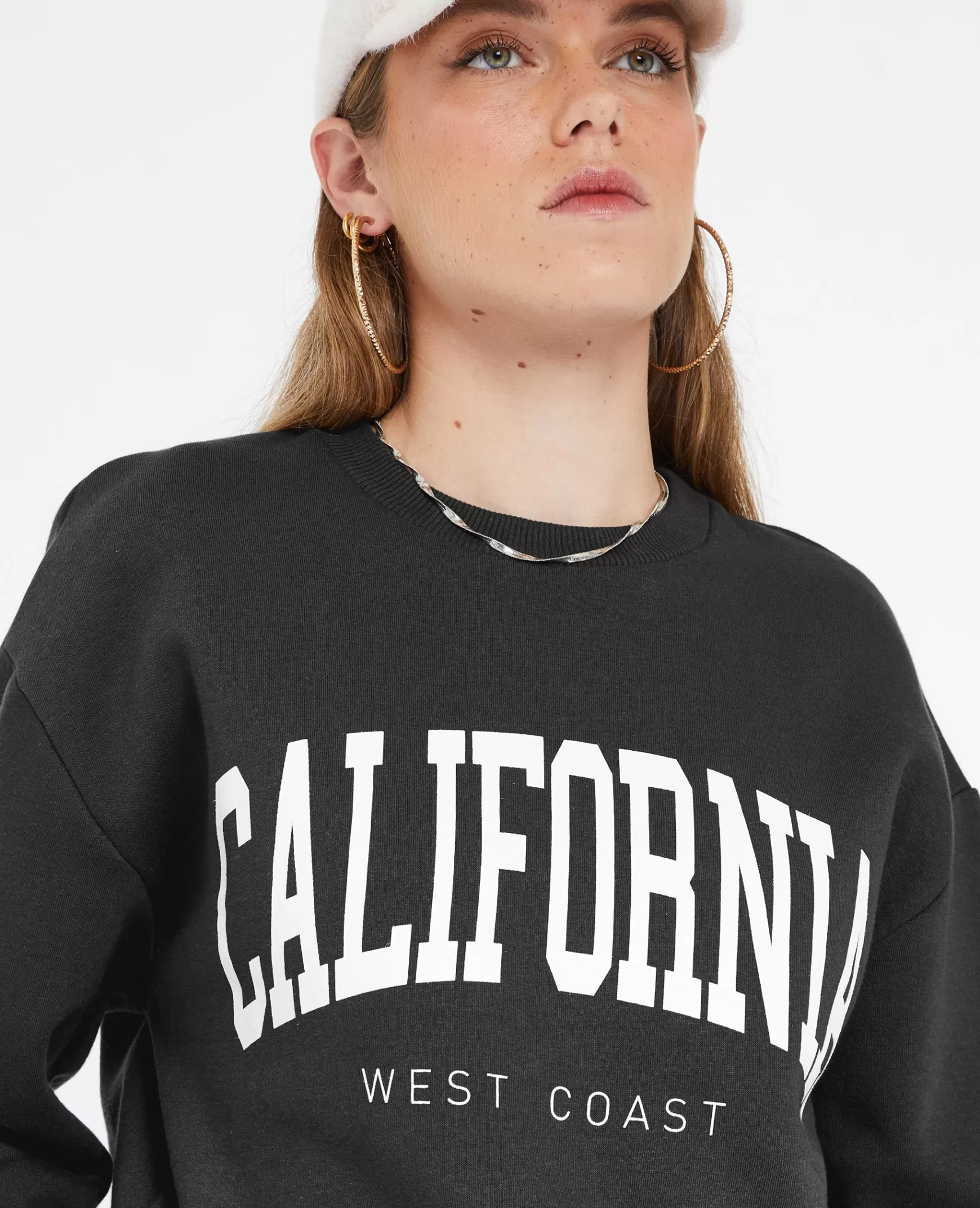 Pimkie Sweat col rond imprim - Gris fonc Grisfonc New